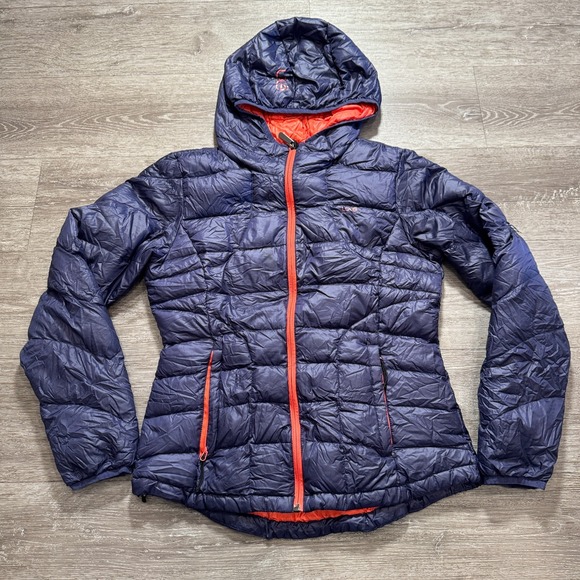 Lolë Jackets & Blazers - Lole Jacket Womens Medium Blue & Orange Duck Down Puffer Full Zip Hooded Quilted